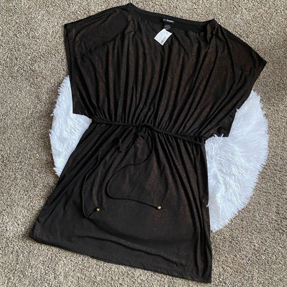 Lane Bryant Dress New Black Sparkly Metallic Gold Stretchy Womens Size 14 16 W